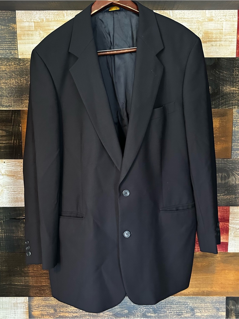 Brooks brothers brooksease Classic Men's Black Two-Button Blazer wool 46L